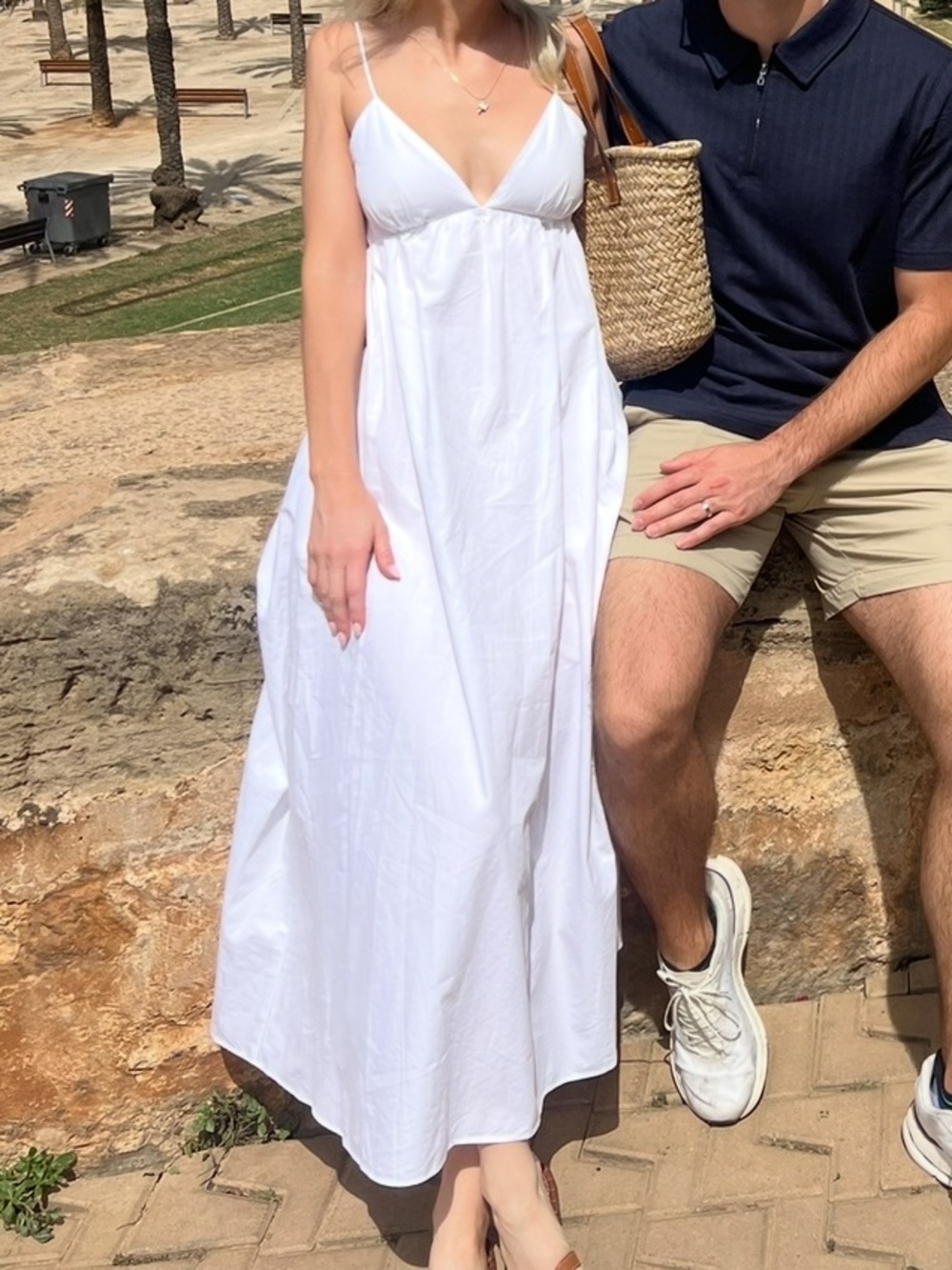 Zara White backless maxi dress